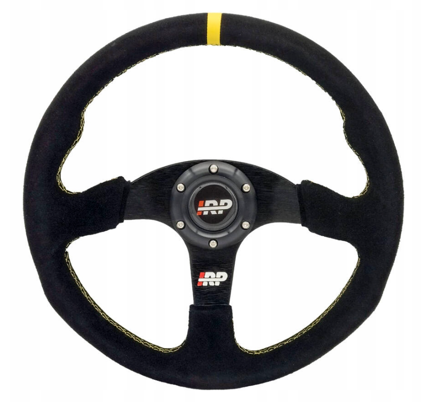 IRP sportovní volant 350mm černý semiš se žlutým pruhem