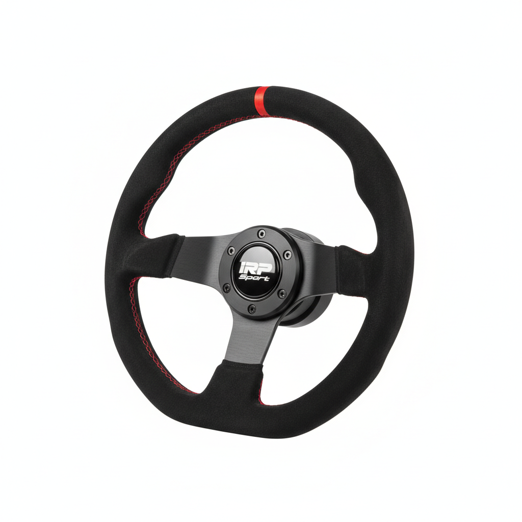 IRP sportovní volant 350mm černý semiš s červeným pruhem