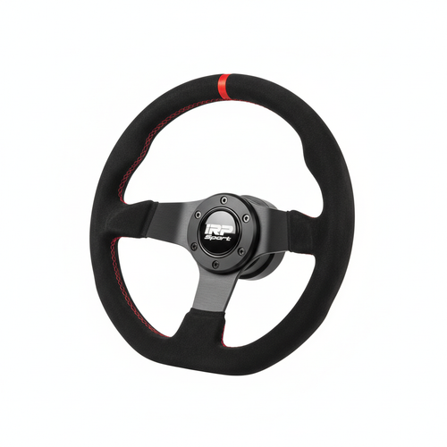 IRP sportovní volant 350mm černý semiš s červeným pruhem